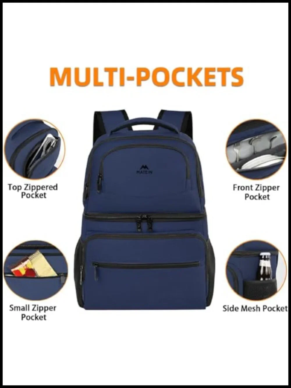 Insulated Leakproof Cooler Backpack for Men Women Dual Compartment Camping